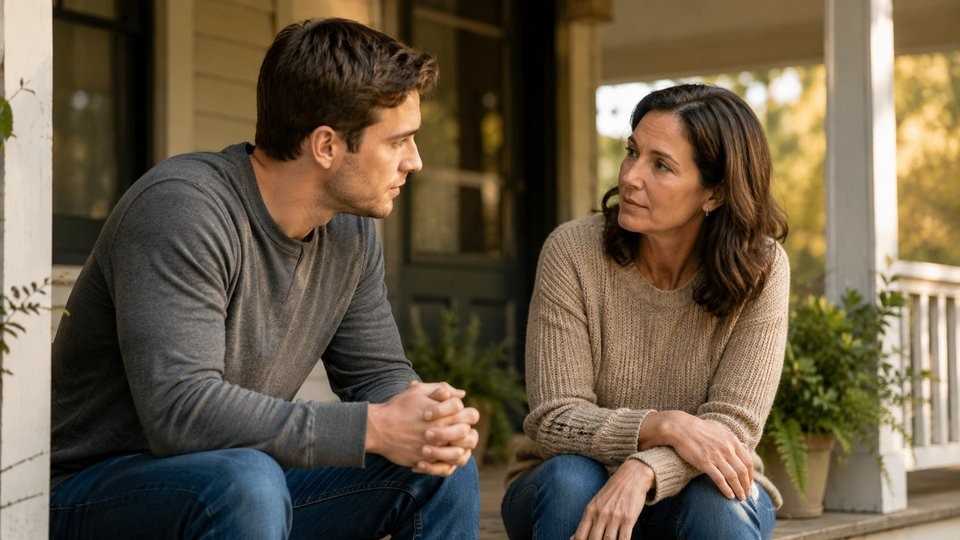 Family member gently raising concerns about a loved one's drinking during the middle stage of alcoholism