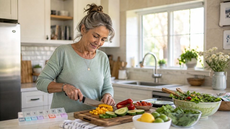 Woman rebuilding nutrition at home as part of recovery after wet brain treatment.