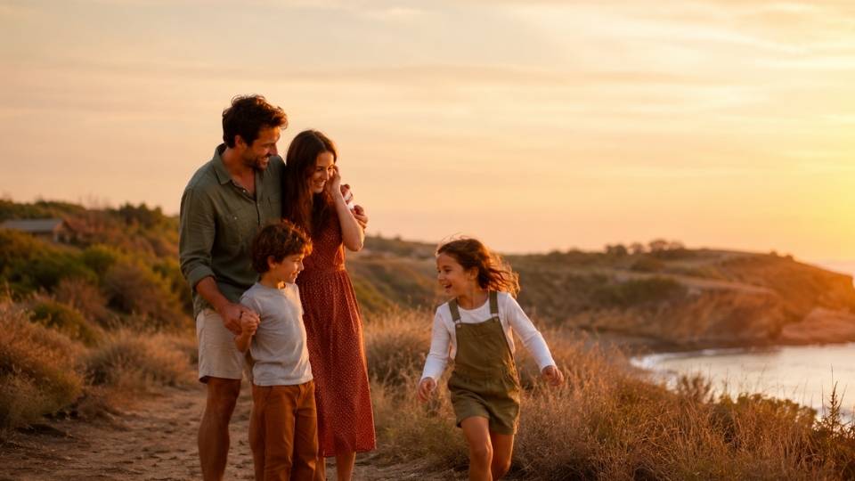 Addiction is affected by family history, a family plays out near the water.