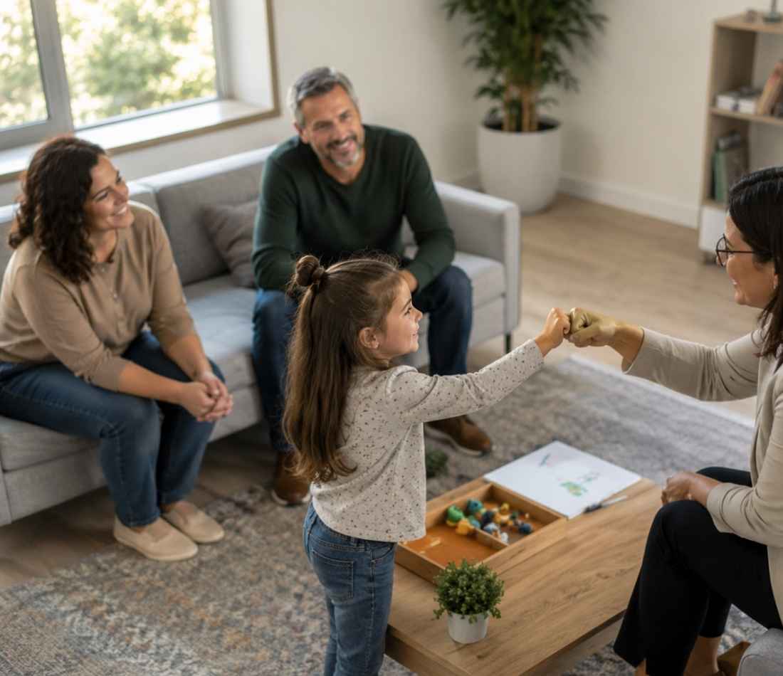 a family attends family therapy during treatment.