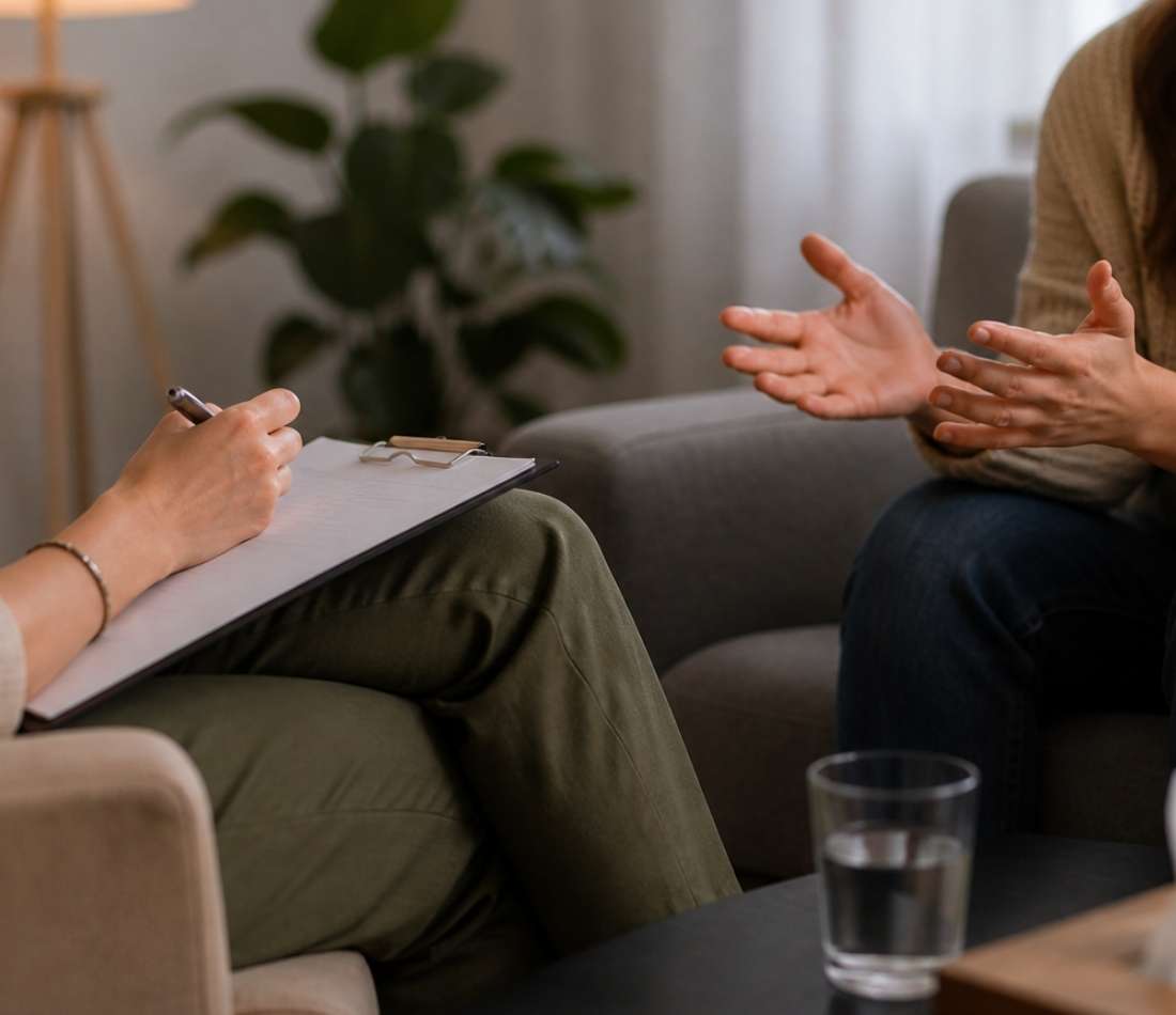 a woman getting help for addiction in alcohol rehab.