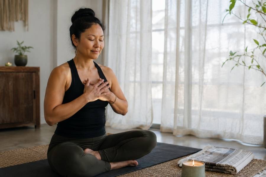 yoga therapy can teach you important breath work to stimulate the body's natural relaxation response.