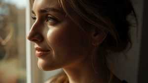 Alcohol-Induced Psychosis hero image of a woman staring out a window.